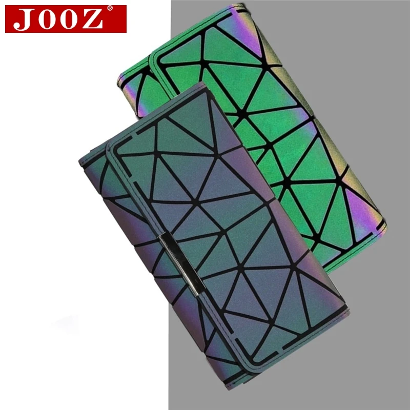 

Lattice Luminous Women Wallets Sequin Reflective Magnetic button female Long Purse Brand designer Luxury Wallets Card case