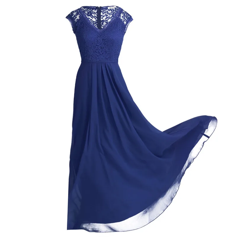 Женское длинное платье без рукавов кружевная с цветочным рисунком шифоновое