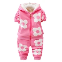 2021 new pattern autumn and winter baby girls clothes set printing fashion hoodied suit children cardigan keep warm suit 0 5y
