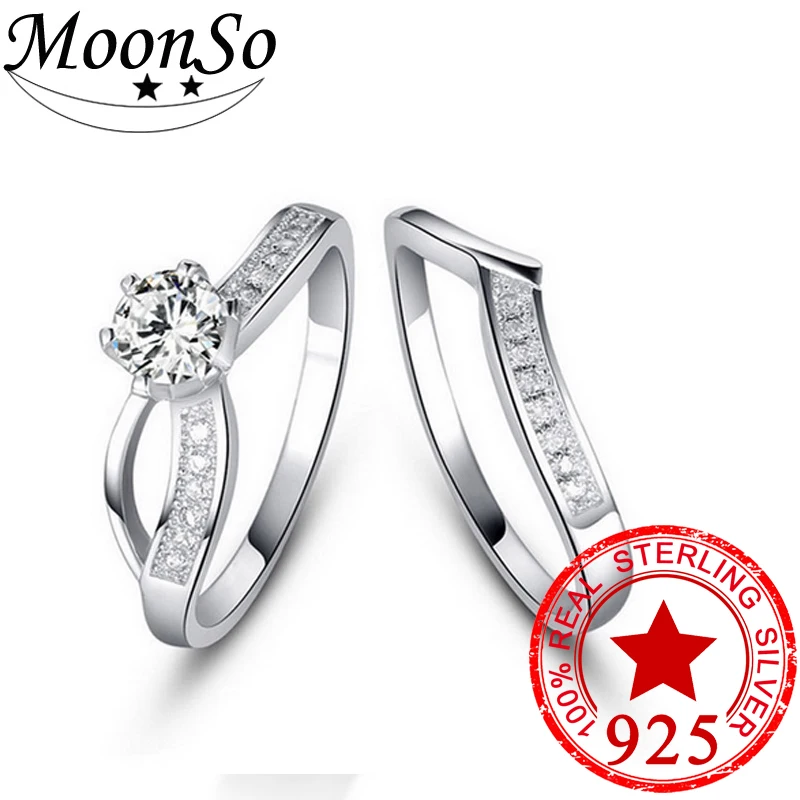 Черная пятница 925 стерлингового серебра обручальные кольца комплект для Дамская