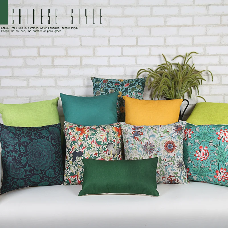 

Chinese Style Printing Pattern Pillow Hugs Square Cushion for Living Room Home Decor Travel Pillows Sleeping Pillowcase 40*40cm