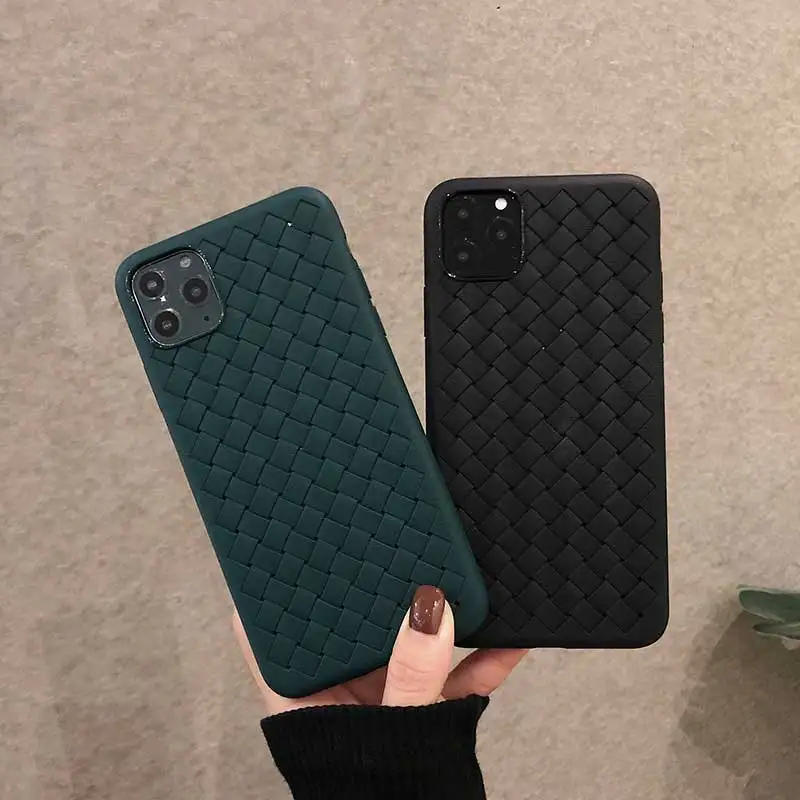 Ткацкий текстурный PU кожаный чехол для iphone 11 Pro Max apple 6 6s Plus 7 Plus 8 8Plus темно-зеленый чехол для телефона iphone XS Max X XR мягкий Coque Fundas