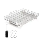 Генератор холодного дыма для барбекю, гриля, генератор холодного дыма, деревянные гранулы, кухонные принадлежности с чистящей щеткой, 2 крючка