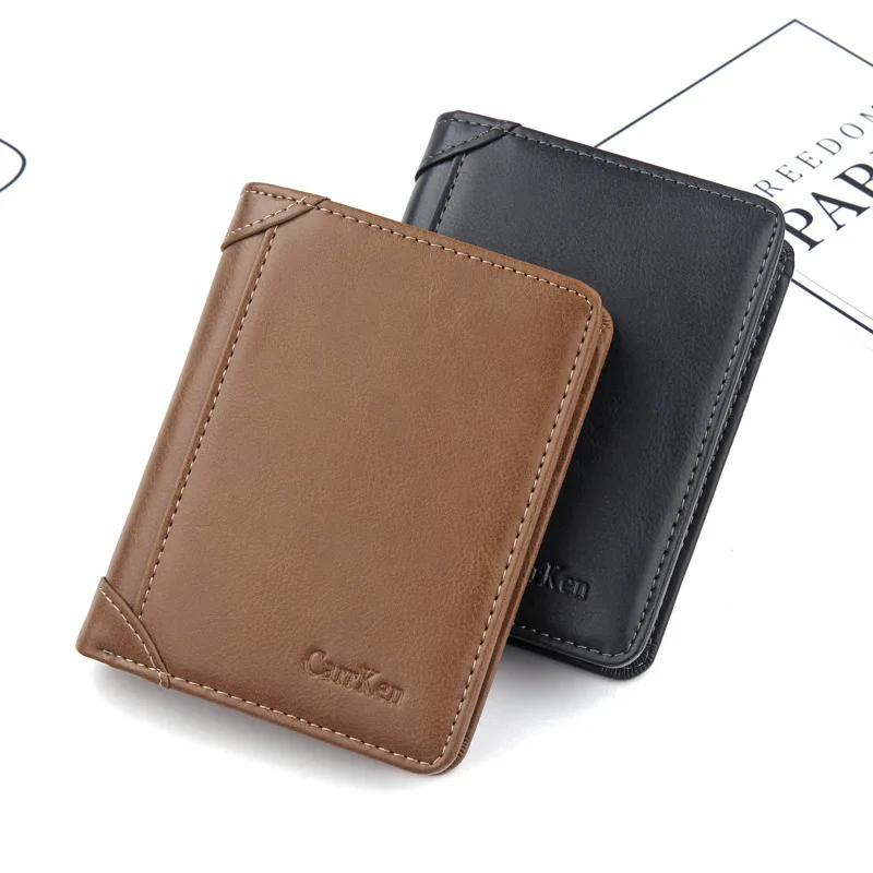 LISM New men's wallet Europe and the United States short zipper bag retro youth PU multi-card position purse | Багаж и сумки