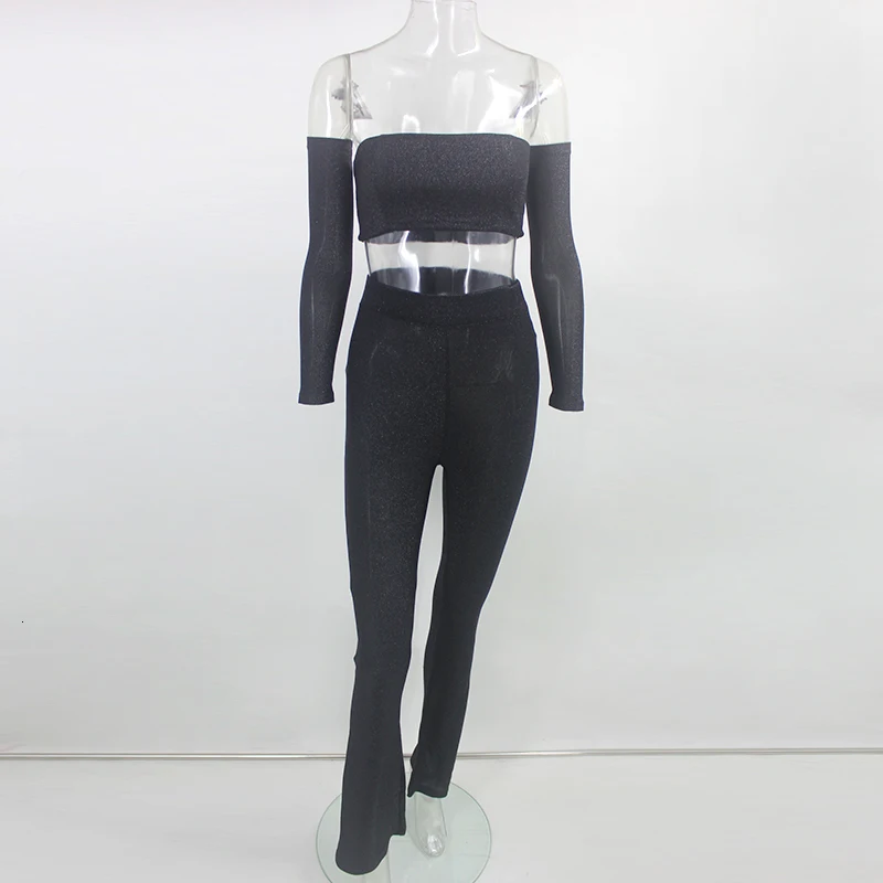 Slaygirl, сексуальный женский комплект 2 шт., Повседневный, с открытыми плечами, белый комплект из двух предметов, модный осенний топ и длинный комплект, обтягивающие наряды