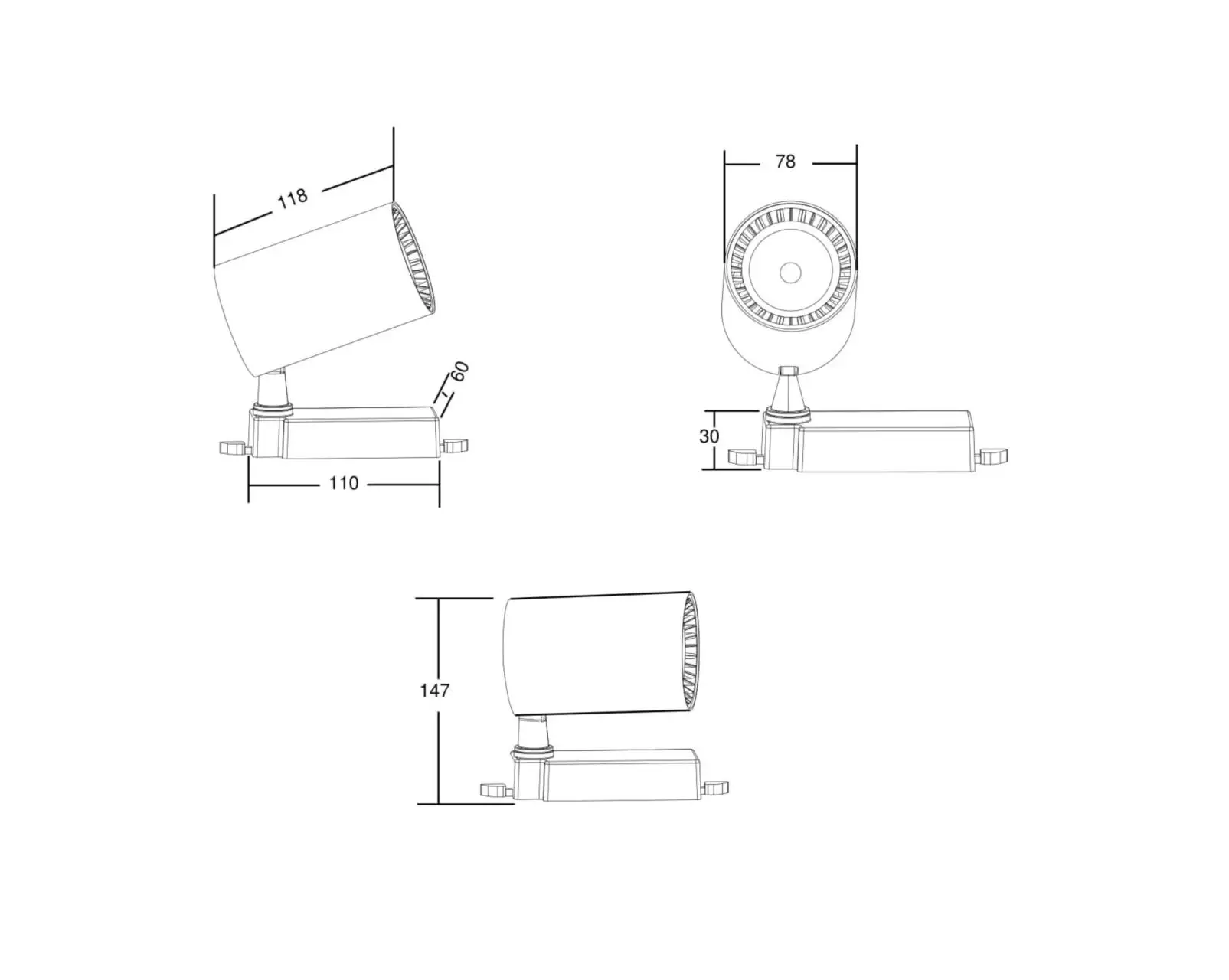Светильник трековый спот Technical Vuoro TR029 3 10W4K W 10W LED|Рельсовый светильник| |