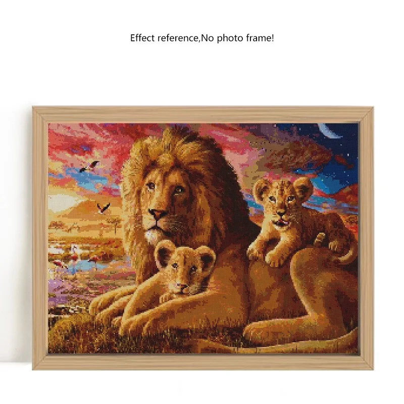

5D DIY Diamond Embroidery Lions Cross Stitch Animals Diamond Painting Kits Full Round With AB Drill Mosaic Crafts Kit Home Decor