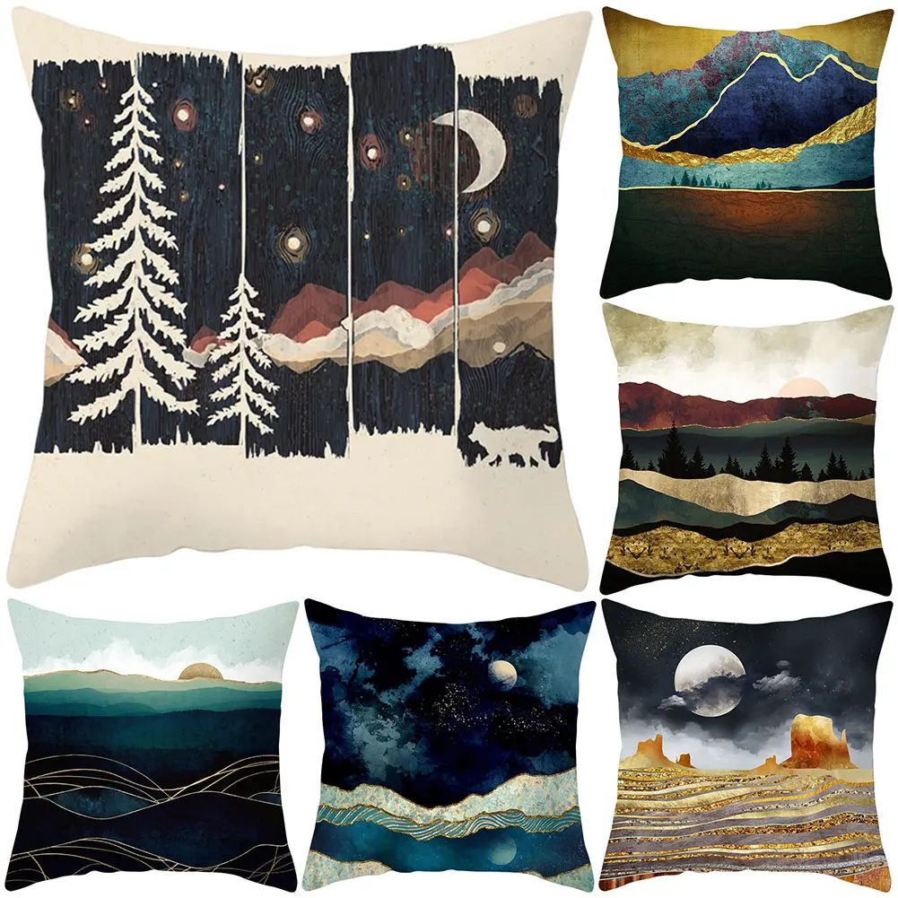Sun Moon лес Горный пейзаж Подушка Чехол для подушки домашний диван | Дом и сад