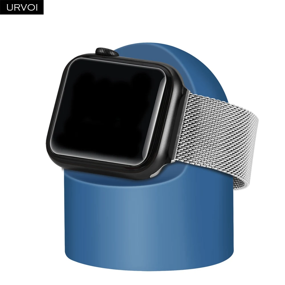 Dark blue URVOI подставка для apple watch series 5 4 3 2 1 держатель watchOS 5 Подставка для ночного клуба силиконовая домашняя зарядная док-станция для классического дизайна - Цвет: Dark blue