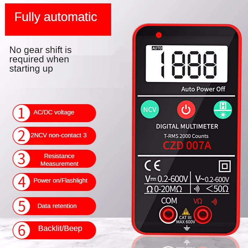 

Digital Multimeter Smart Tester DC NCV Auto Range Transistor Temperature Voltage Professional Analog multimetro Electrician Tool