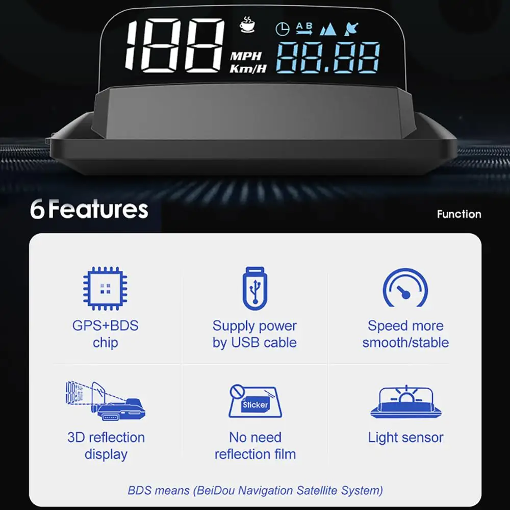 L3 HUD на лобовое стекло автомобиля Дисплей OBD2 спидометр GPS цифровой проектор