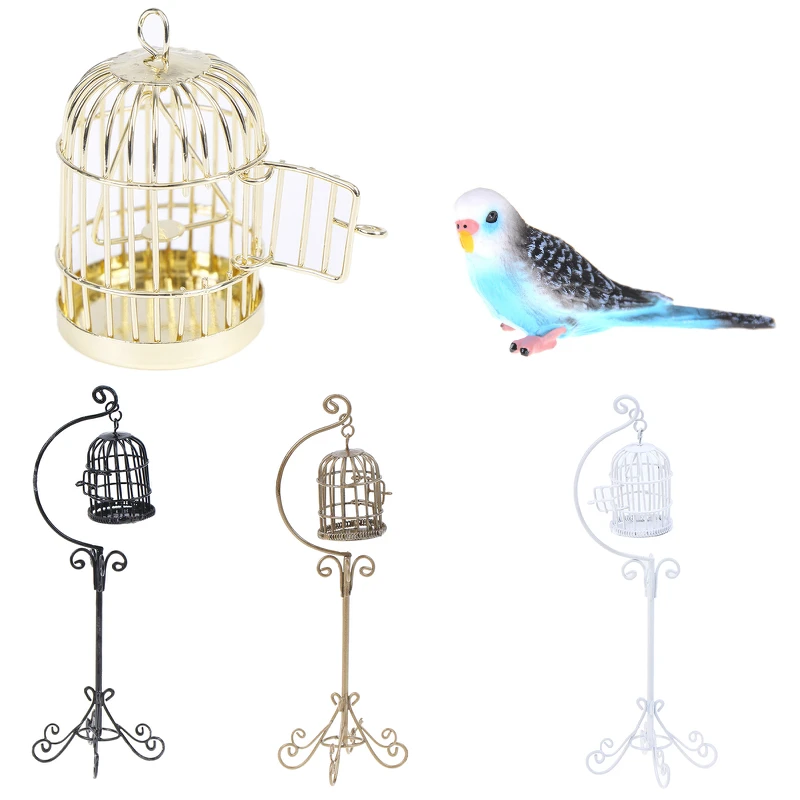 1:12 Кукольный домик миниатюрная мебель металлическая клетка для птиц кукольный