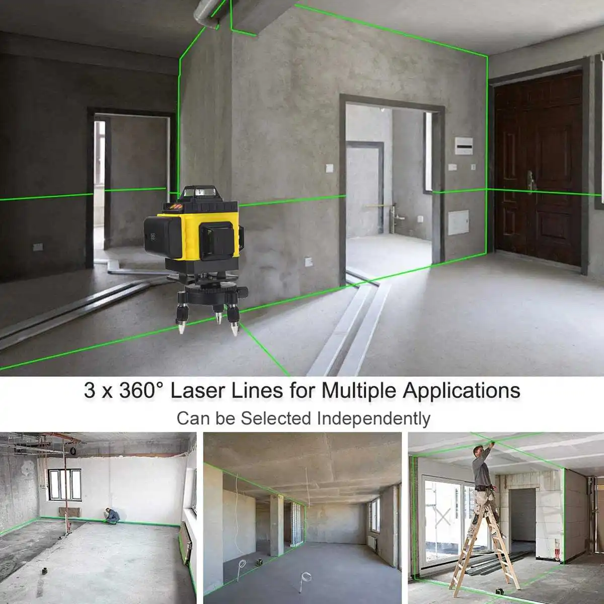 

4D 16 Lines Laser Level Green Line Laser Leveling Device Green Beam Laser Level Self-leveling Horizontal Vertical Measure Tool