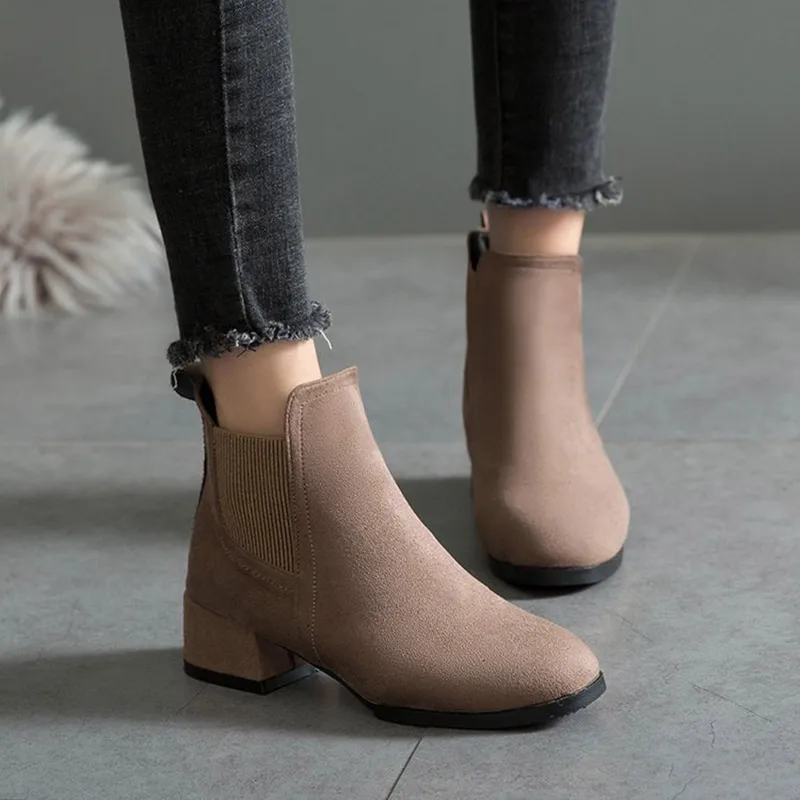 

Casual Shoes Woman 2020 Fashion Winter Boots Women Solid Slip On Winter Boots Female Ankle Boots Women Ladies Shoes