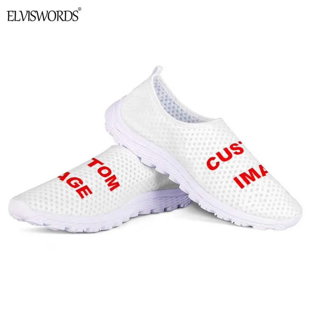 

ELVISWORDS Custom Images/Logo/Brand Women Flats Shoes Slip On Walk Sneaker Breathable Summer Autumn Air Mesh Shoes Zapatos mujer