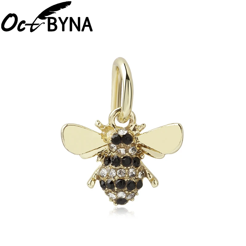 Octbyna подвеска бусина с золотыми кристаллами в виде пчелы подходит для браслета