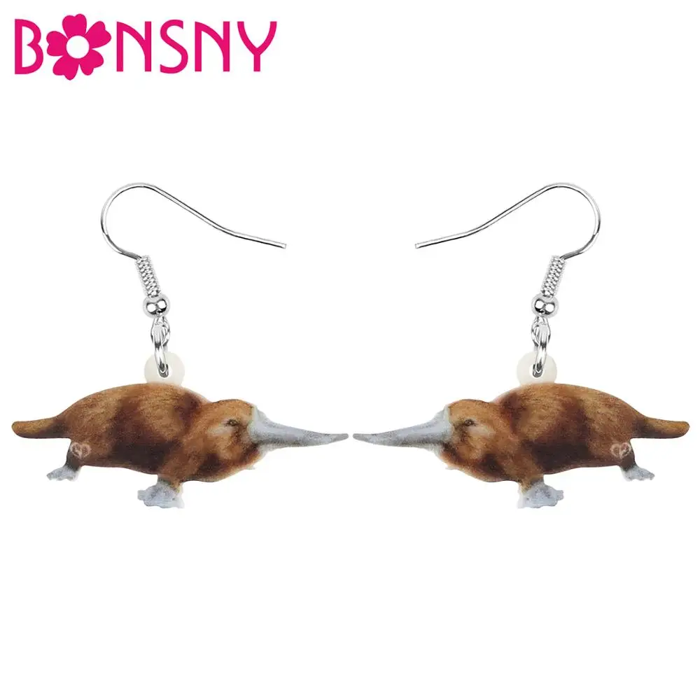 Висячие серьги Bonsny акриловые с австралийским утконосом в виде животных