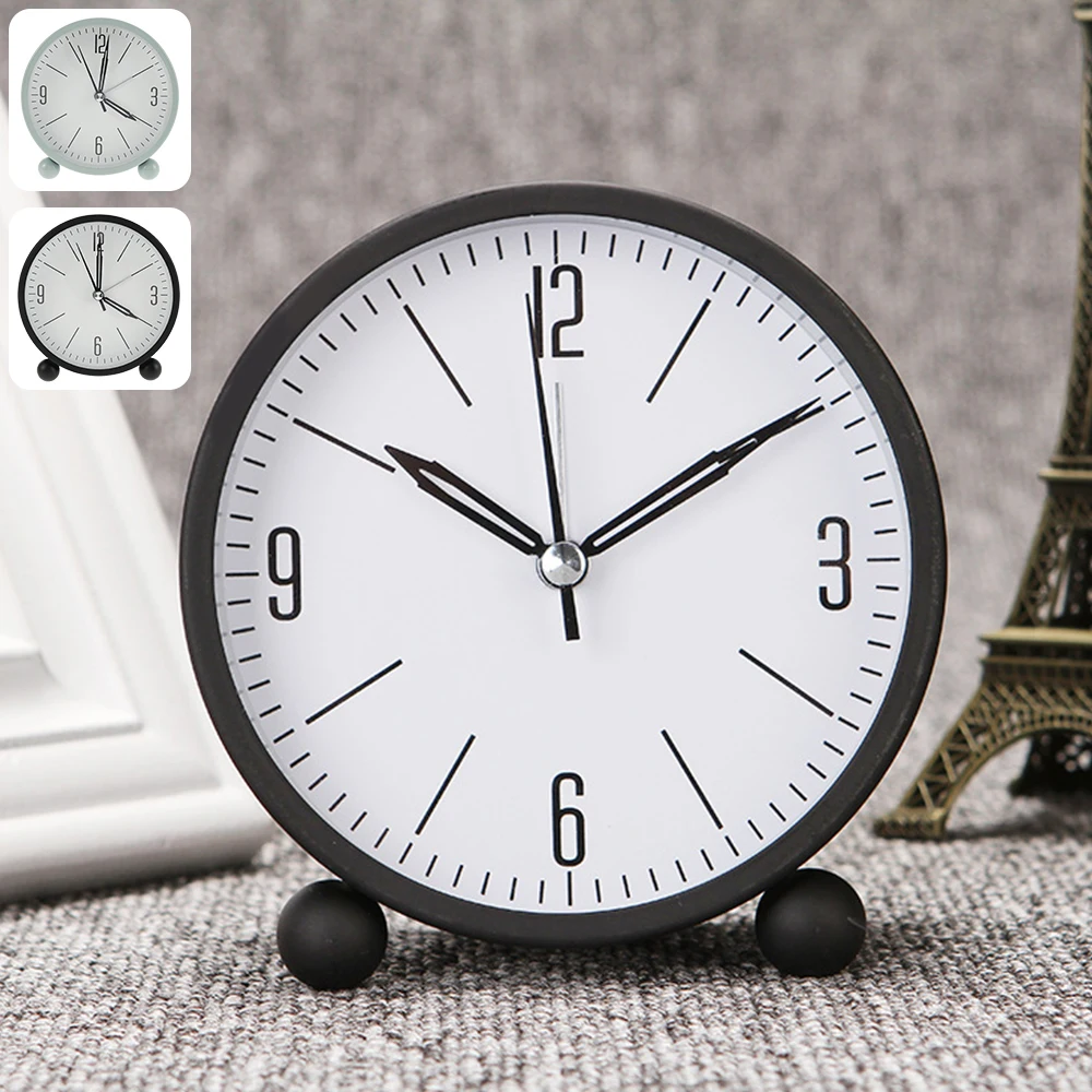 

Modern Simple Style Desktop Alarm Clock Fashion Portable Mini Round Silent Sweeping Wake Up Scanning Multi-function Table Clock