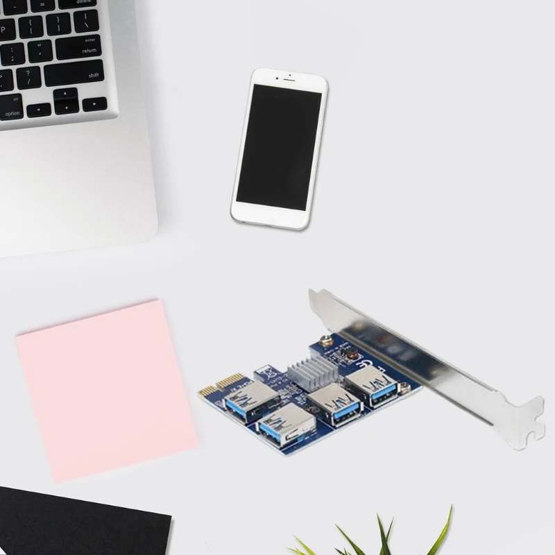 

H7JA PCI-E Extender Riser Card 1X to External 4 USB 3.0 Adapter 16X Slots Bitcoin Mining Card PCI-E Adapter Riser Card