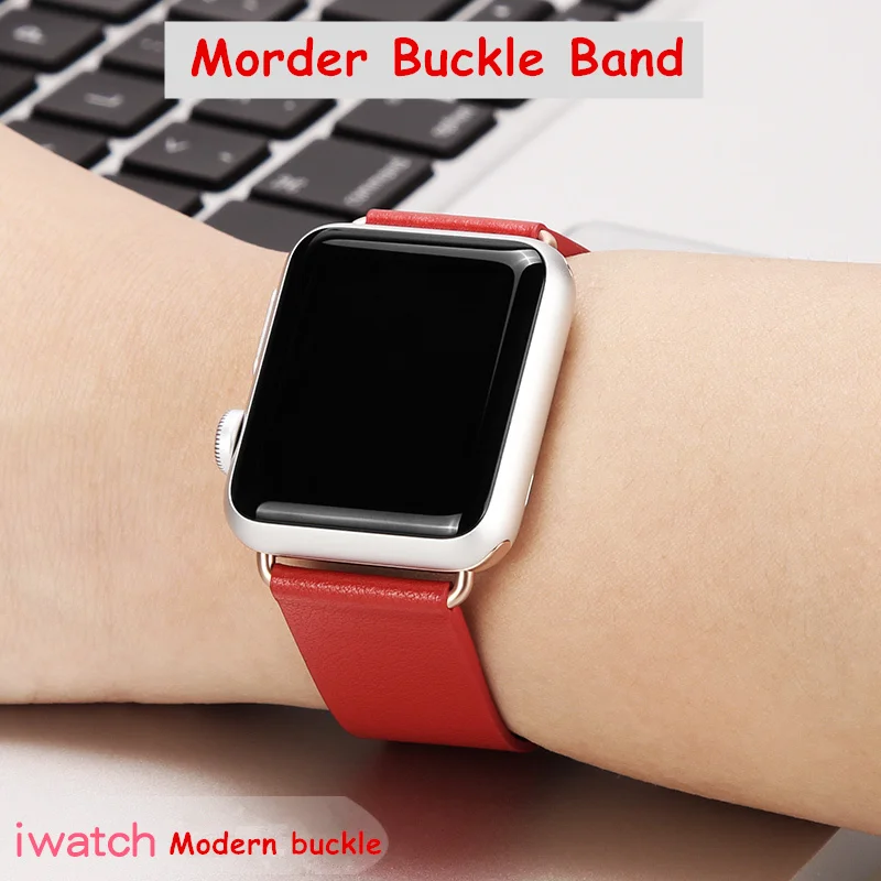 

Modern Buckle For Apple Watch Band 44mm 40mm 38mm 42mm Luxury Genuine Leather watchabnd Bracelet apple watch serie 6 se 5 4 3