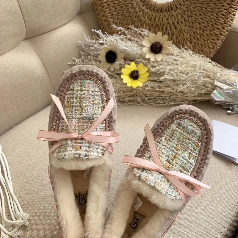 Женские зимние ботинки из овечьей кожи Baozi с закрытым носком теплая обувь