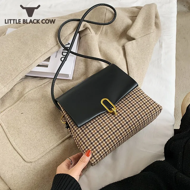 

Fashion Women Plaid Hasp Crossbody Bag Ladies Classic Cow Leather Patchwork Messenger Bags Sling Office Work Pack Shoulder Bags