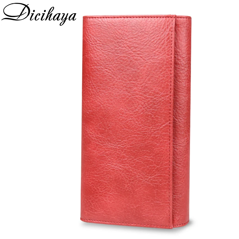 Удлиненный женский кошелек DICIHAYA из натуральной кожи тисненый узор с бабочками