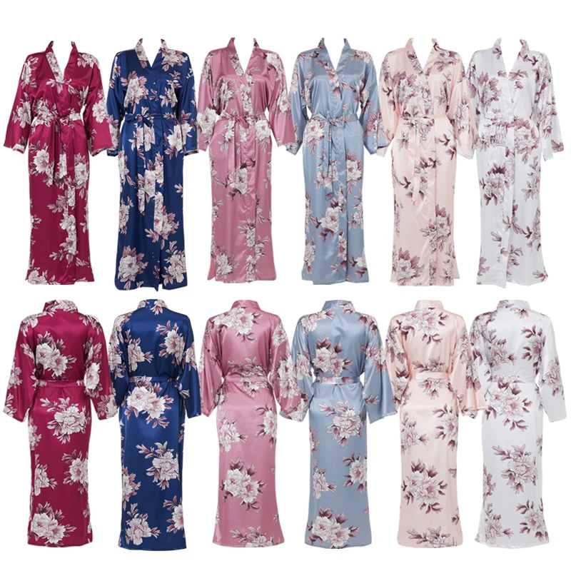Owiter 2020 Floral Satin Bride Robe Bridal Party Gift Robes Silk Robe Bridesmaid Robes Flower Girl Robe Short dressing Bathrobe