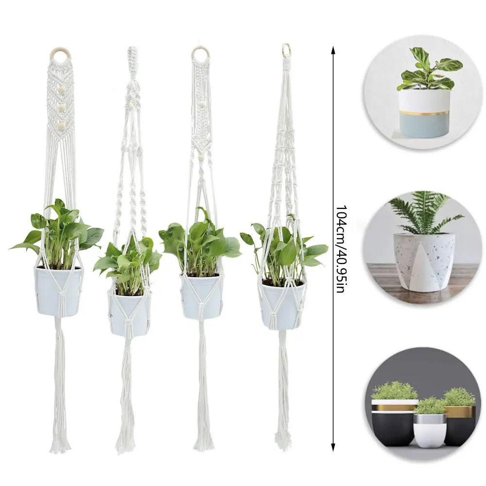 Висит Завод Ручной Работы Подвеска для растений из макраме цветочный горшок