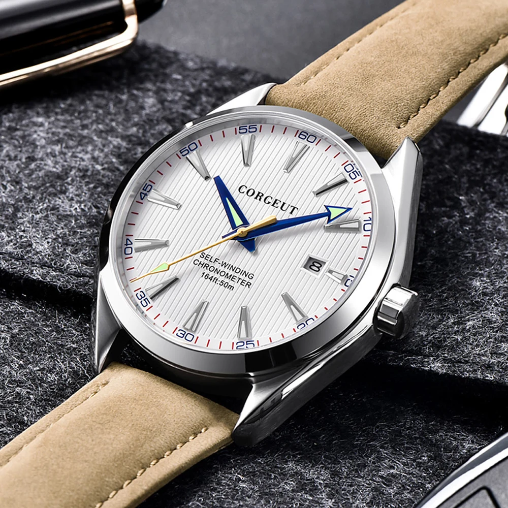 Мужские Водонепроницаемые механические часы с сапфировым стеклом из