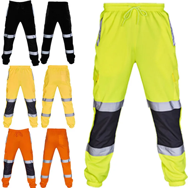 Мужские Защитные Спортивные штаны Hi Viz Vis флисовые для работы бега джоггеры
