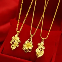 18k gold plated flower necklace pendant female bride wedding engagement jewelry chain necklace birthday valentines day gift