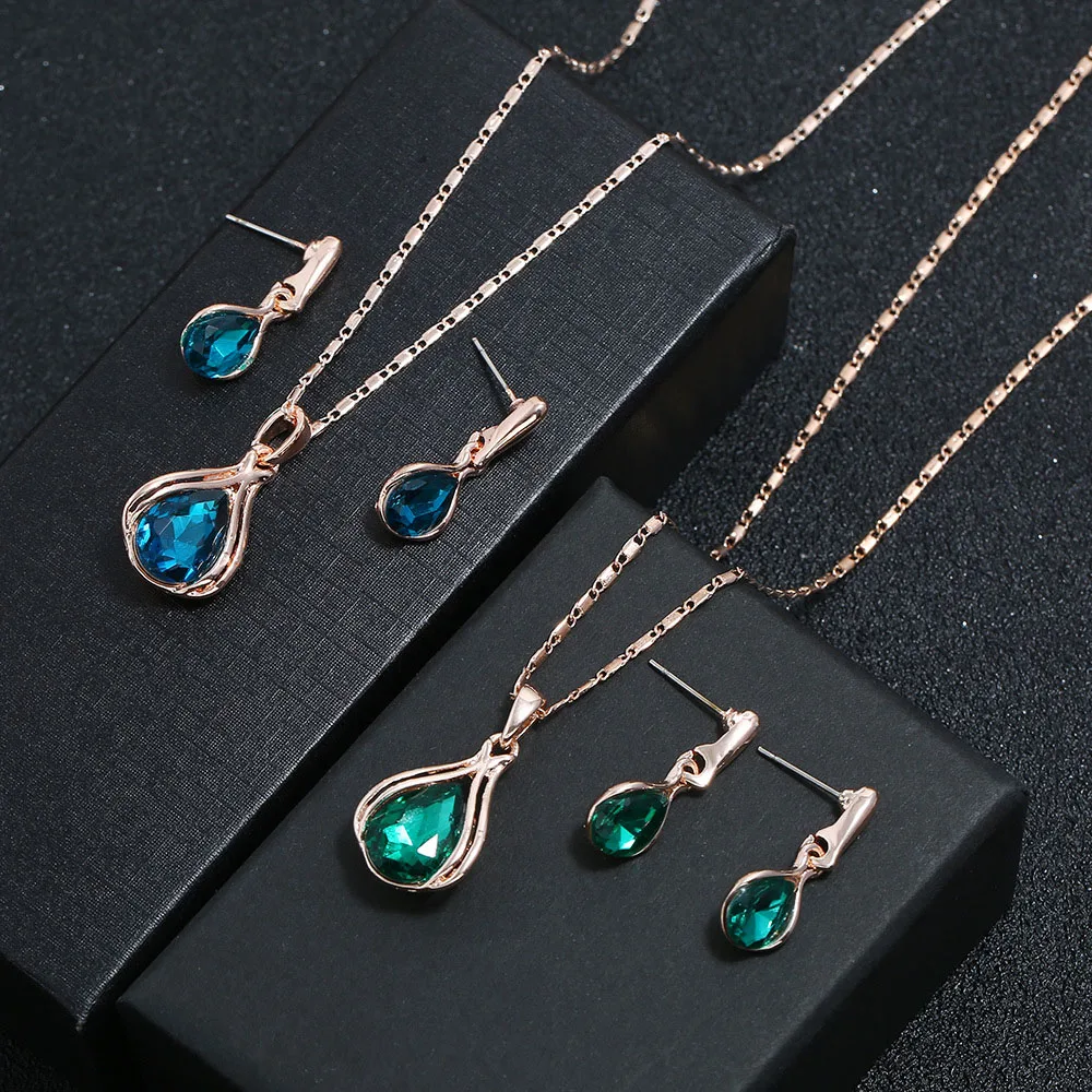 Комплект бижутерии из 3 предметов роскошный дизайн свадебные Подвесные серьги