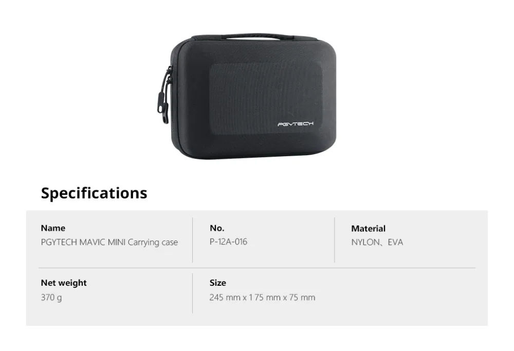 PGYTECH чехол для переноски сумка для хранения DJI Mavic Мини Портативная посылка из нейлона EVA коробка аксессуары для дрона