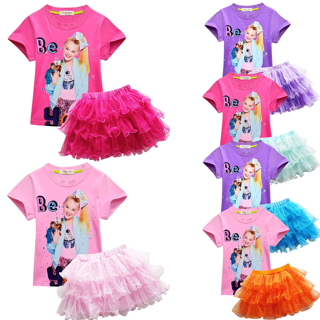 

Модный детский летний костюм jojo siwa, юбка-пачка с коротким рукавом для девочек, детская одежда, комплект одежды для девочек, эксклюзивные наряды