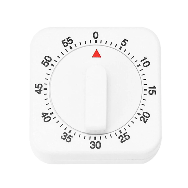 

White Square 60-Minute Mechanical Timer Reminder Counting For Kitchen Novelty