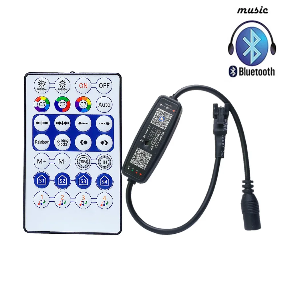 WS2812B Pixel Controller Smart APP Bluetooth Music Control With Mic 28Keys Remote For WS2812 SK6812 WS2811 Tape Lights USB 5V | Освещение