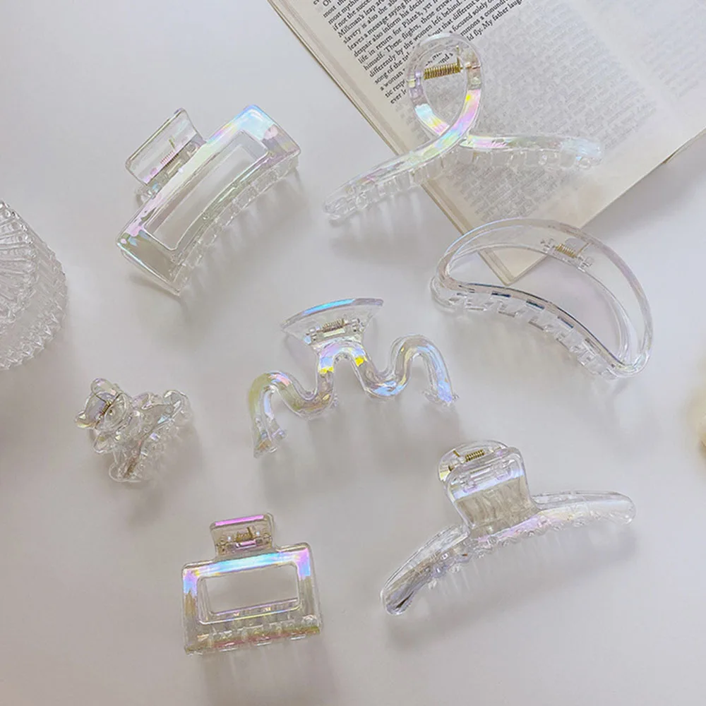 

Korea INS Mermaid Transparent Color Glossy Plate Hair Claw Clip Long Bar Large Ball Head Claw Clip Girl Hairpin Hair Accessories