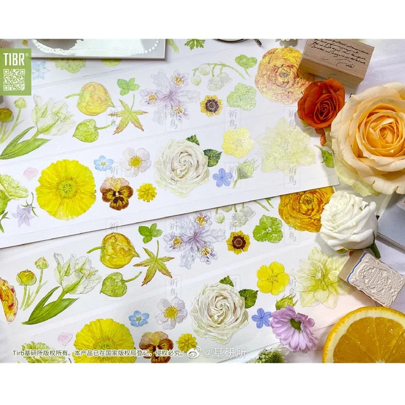 

1 Loop 5.2cm x 100cm Washi Orange Journal Masking Tape Pet White Ink Craft Flower Collage