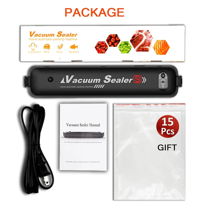 Пищевой вакуумный упаковщик упаковочная машина с 15 пакетами вакуумная для