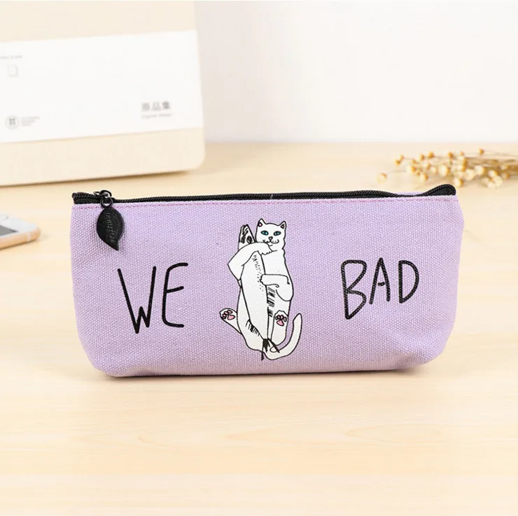 1 шт. Lytwtw's New Kawaii Cat Pen холщовый чехол для карандашей школьный стационарный получить черные инструменты косметичка косметический Чехол