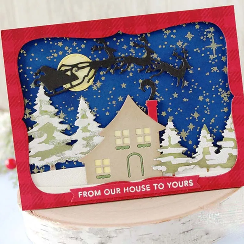 Металлические штампы для вырезания рождественский дом скрапбукинга бумаги