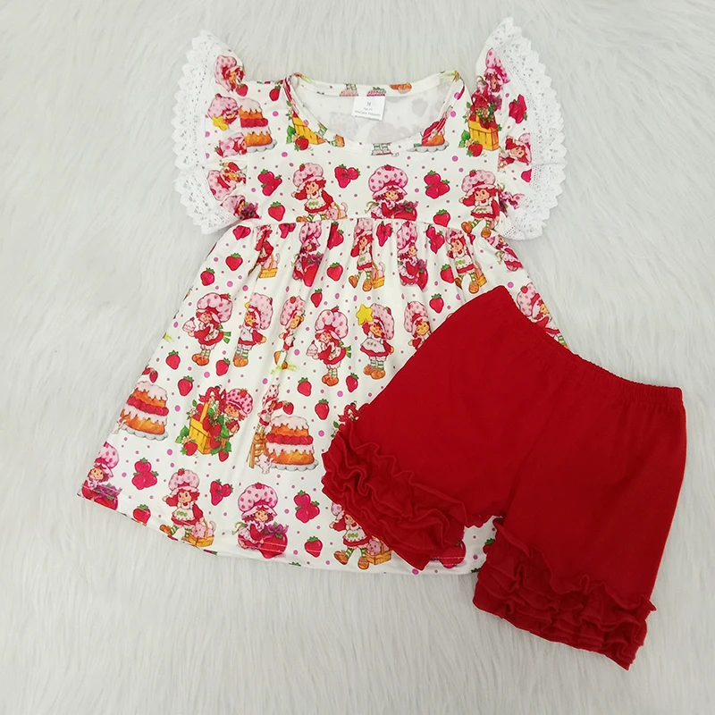 

2020 fashion baby girl outfit 2 pieces summer baby girl set clothes strawberry short pants toddler baby kid girl clothes set
