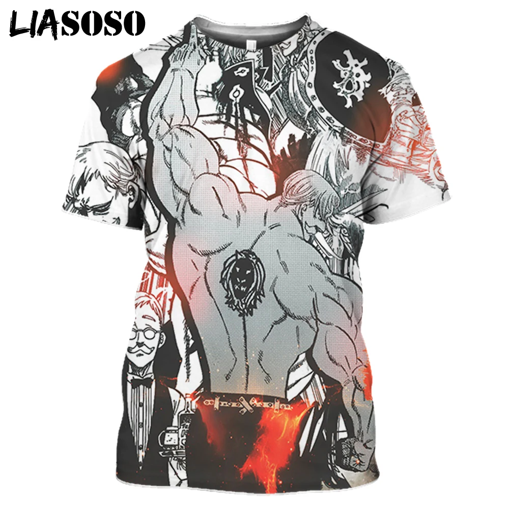 

LIASOSO The Seven Deadly Sins Anime T-shirt Shirt New 3D Printing Harajuku Casual Men Women Nanatsu No Taizai Meliodas Escanor