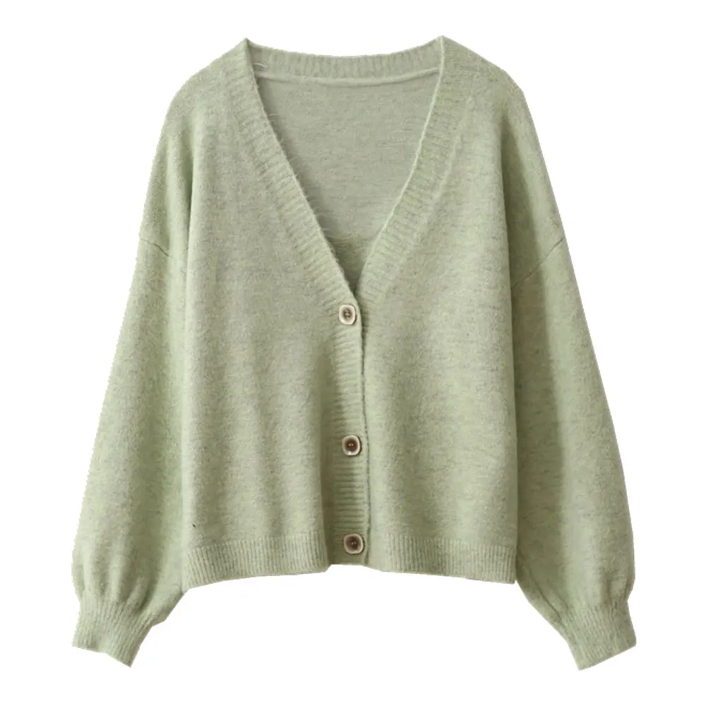 

ZOTTSOZ Knitwear Cardigan Coat Women Fashion Korean Harajuku Knitted Solid Color Casual V-Neck Button Sweater Outwear Tops 2021