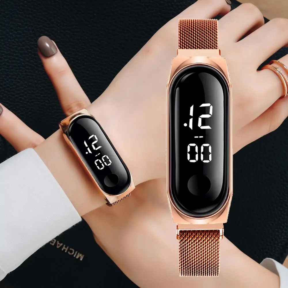 

Luxury Digital LED Women Magnetic Watches Ladies Rose Gold Dress Bracelet Clock Quartz Wristwatch relogio feminino