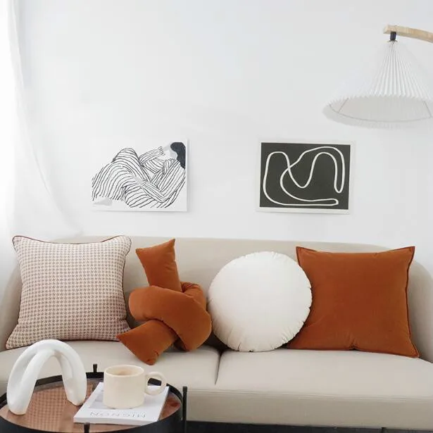 

Нордическая бархатная круглая подушка, коричневый мяч, домашняя декоративная подушка, наволочка для дивана, художественной комнаты, салона...