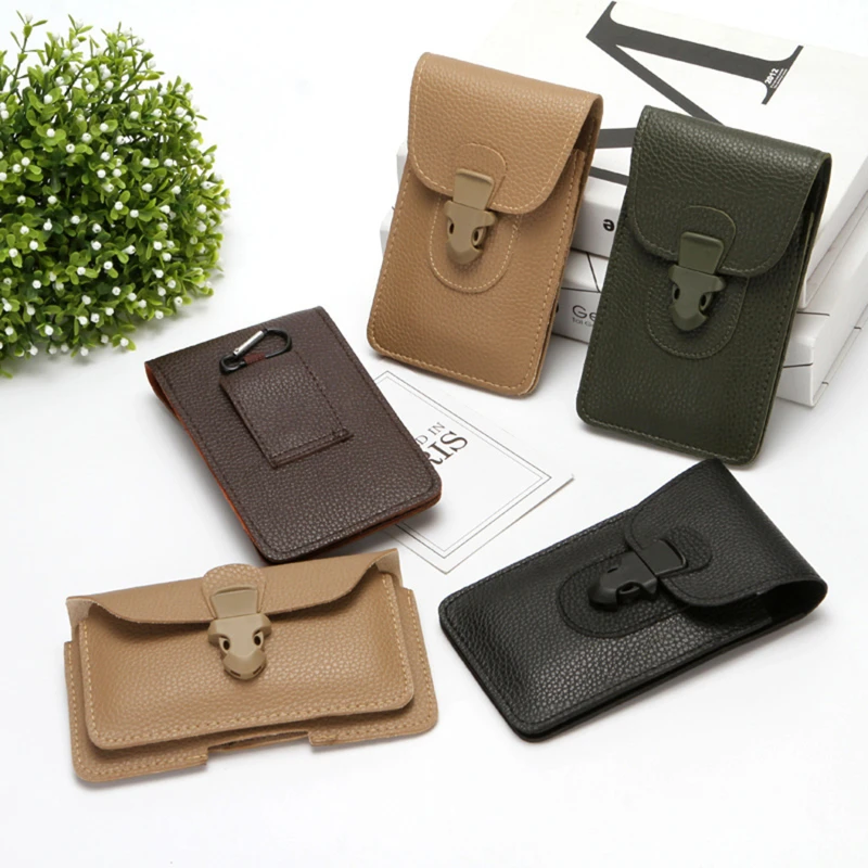 

Business Men Waist Bag Cellphone Holster Case PU Leather Belt Waist Pack Phone Wallet Cell Phone Bag Outdoor Protection Case