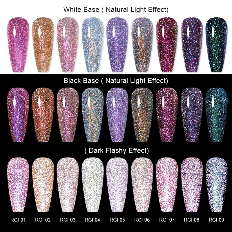 BORN PRETTY 1PC Reflective Glitter Nail Gel Polish 7ml Sparkling Effect Soak Off Semi Permanent Varnish All For Manicure - купить по
