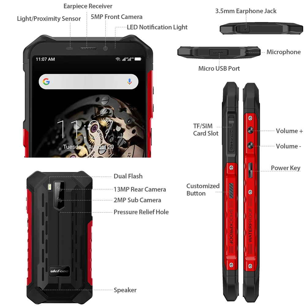 Ulefone Armor X5 смартфон MT6763 Восьмиядерный IP68 водонепроницаемый Android 9 разблокировка